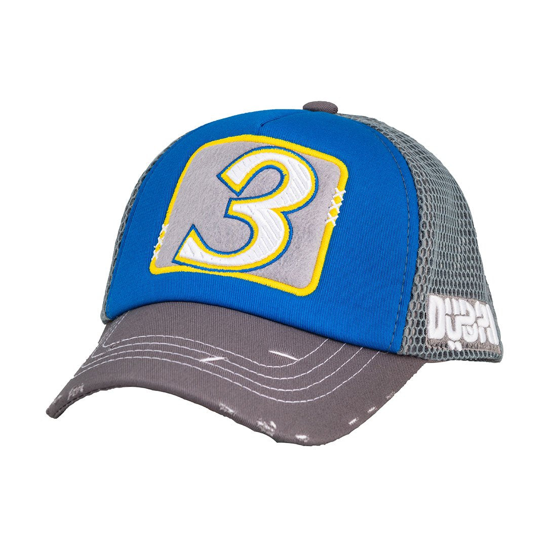 Number 3 Gry/Blu/Gry Grey Cap - Caliente Edition Collection