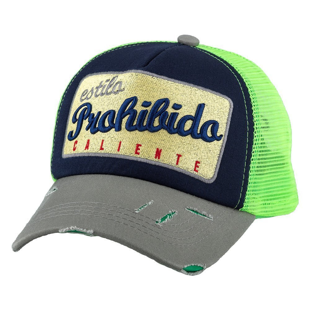 Prohibido Gry/Nav/NGrn Neon Green Cap – Caliente Basic Collection