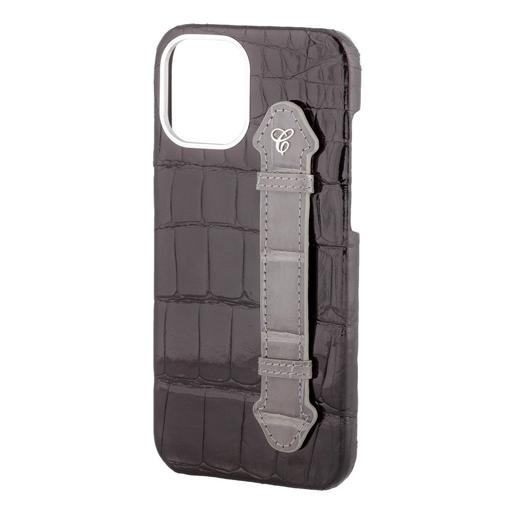 Black Croc Grey Side Finger case for 12 Pro - Caliente Mobile Cover Collection