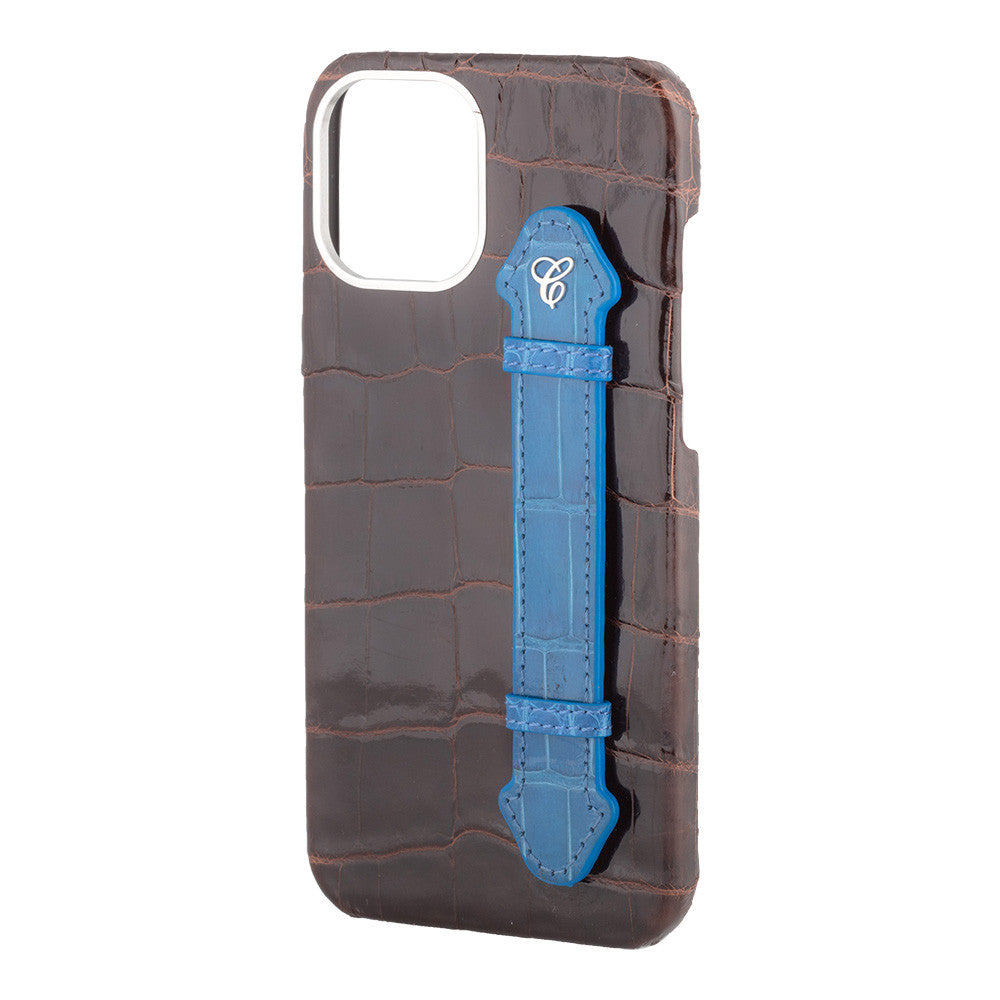 Brown Croc Blue Side Finger case for 12 Pro - Caliente Mobile Cover Collection