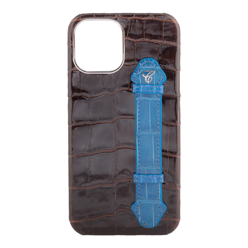 Brown Croc Blue Side Finger case for 12 Pro - Caliente Mobile Cover Collection 2