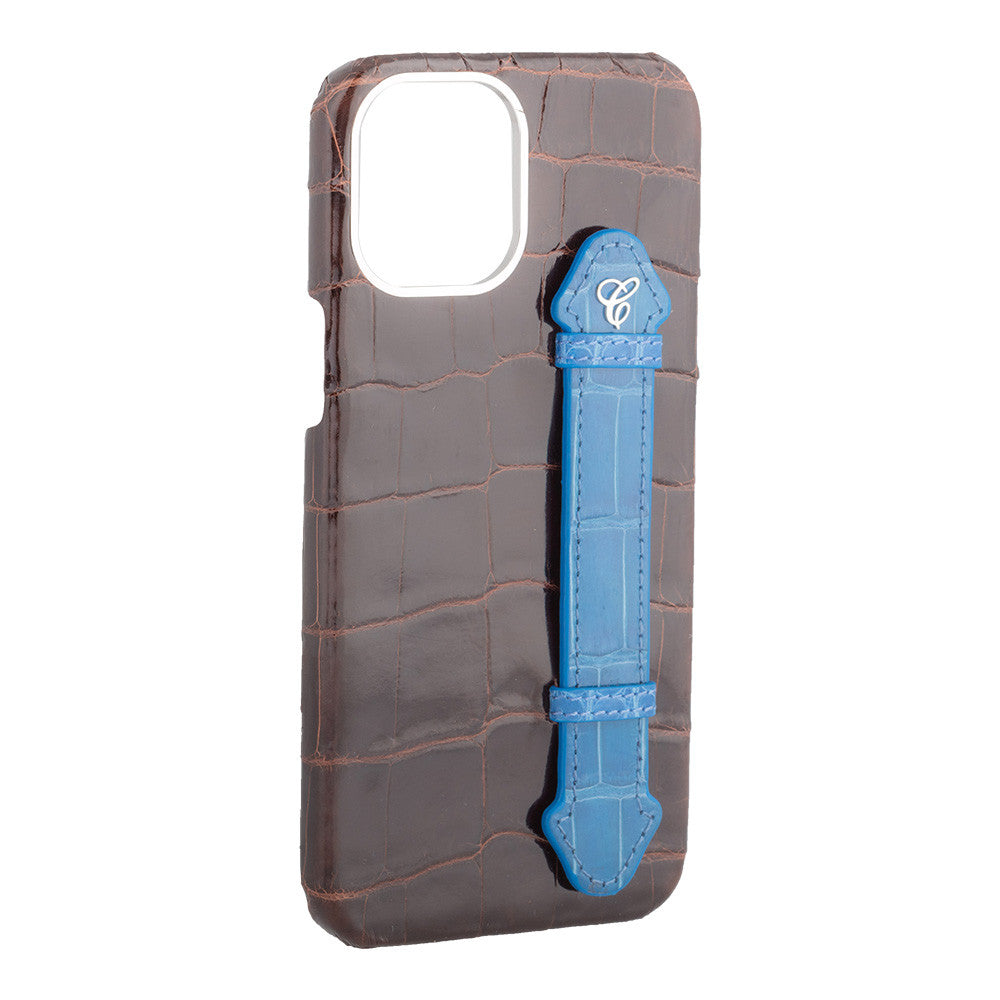 Brown Croc Blue Side Finger case for 12 Pro - Caliente Mobile Cover Collection 3