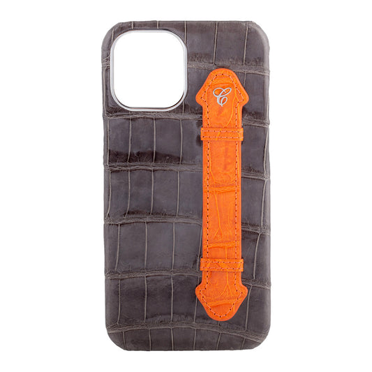 Grey Croc Orange Side Finger case for 12 Pro - Caliente Mobile Cover Collection