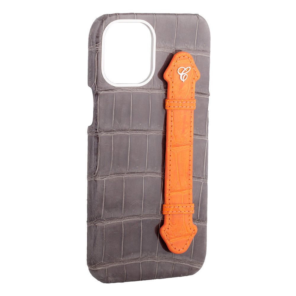Grey Croc Orange Side Finger case for 12 Pro - Caliente Mobile Cover Collection 2