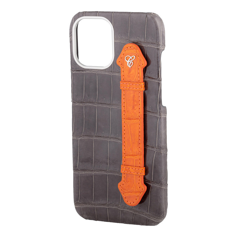 Grey Croc Orange Side Finger case for 12 Pro - Caliente Mobile Cover Collection 3