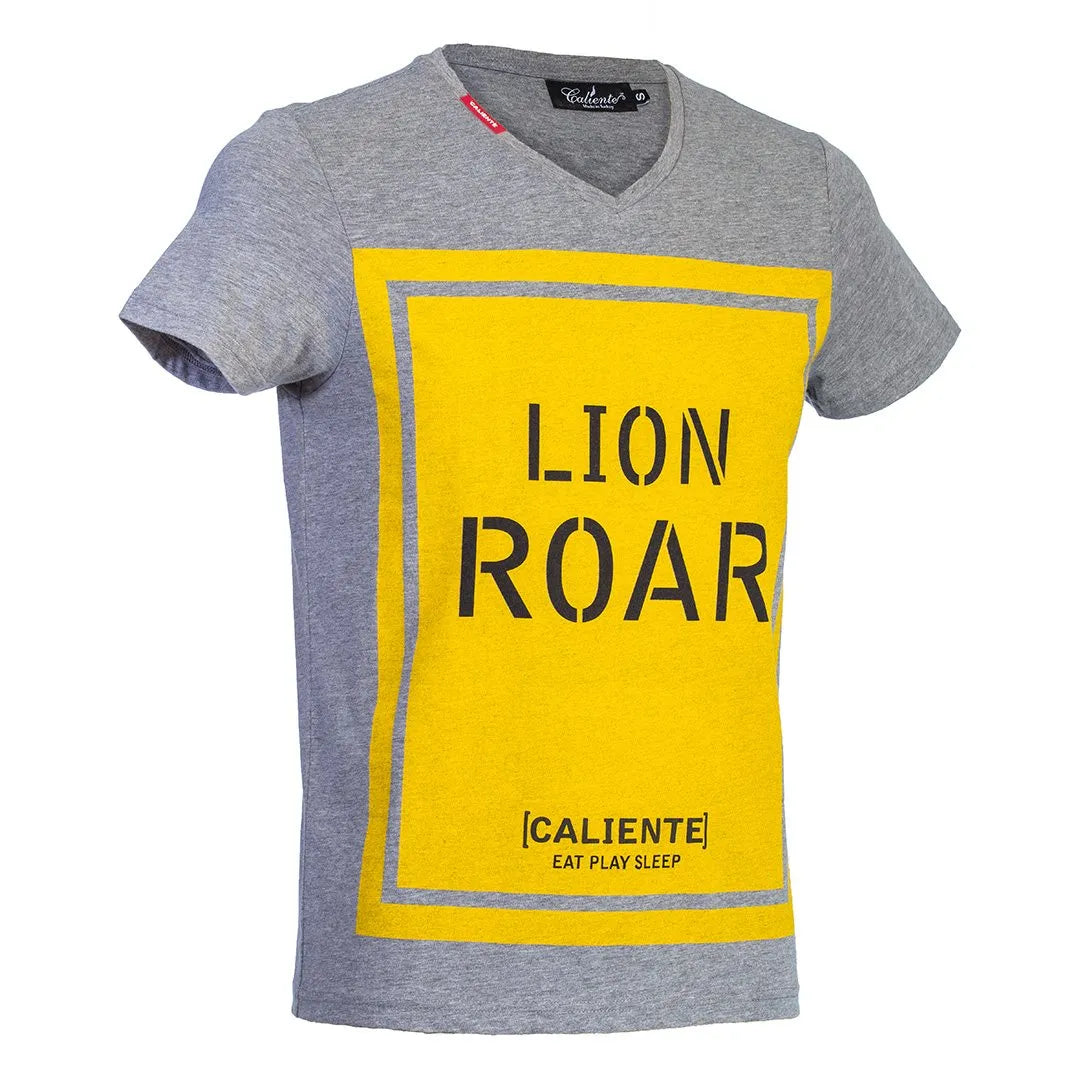 Lionroar Grey T-shirt - Caliente T-shirts & Polos Collection