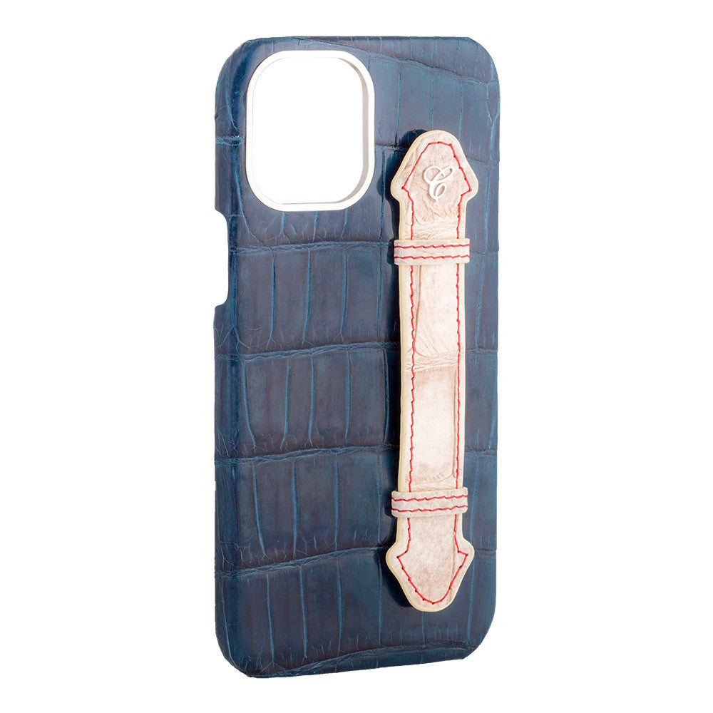 Navy Blue Croc Himalayan Side Finger case for 12 Pro - Caliente Mobile Cover Collection