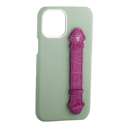 Pastel Green Togo/ Purple Croc Side Finger case for 12 Pro - Caliente Mobile Cover Collection