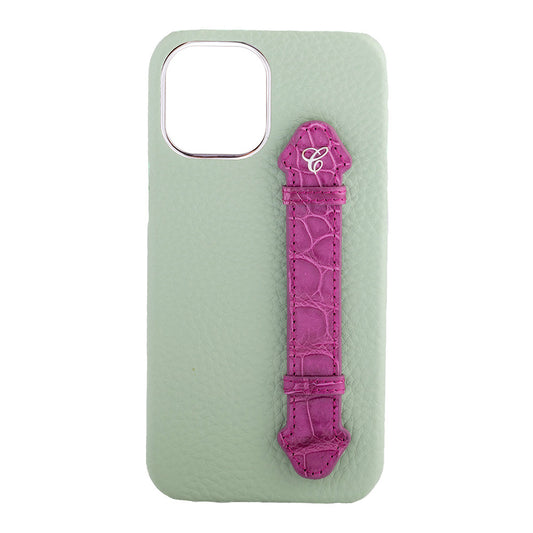 Pastel Green Togo/ Purple Croc Side Finger case for 12 Pro Max - Caliente Mobile Cover Collection