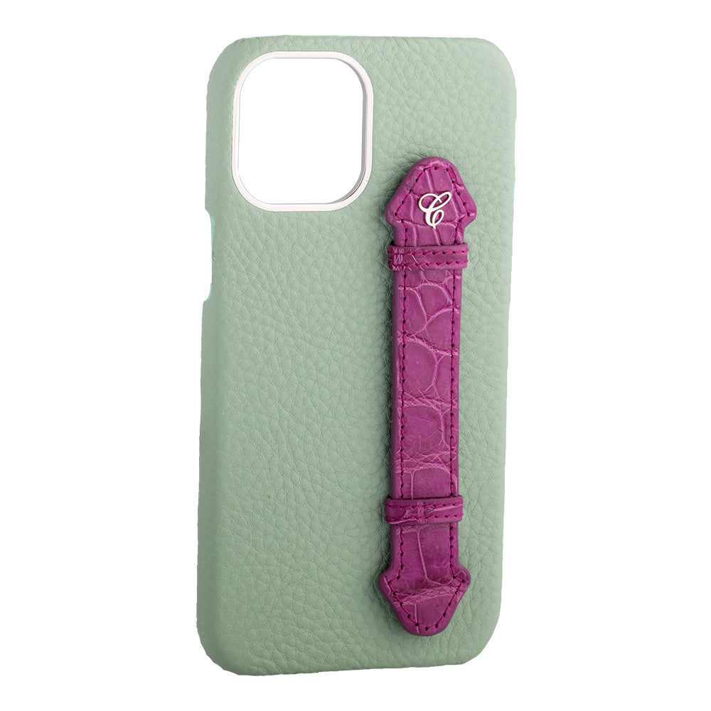 Pastel Green Togo/ Purple Croc Side Finger case for 12 Pro Max - Caliente Mobile Cover Collection 3