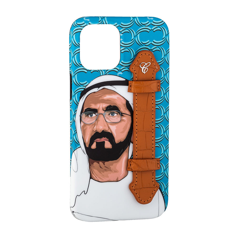 Sheikh Mohamed Bin Rashid Blu wt Brn Holder 12 Pro Max - Caliente Mobile Cover Collection