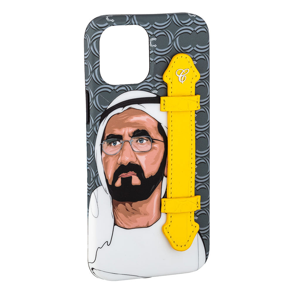 Sheikh Mohamed Bin Rashid Gry wt Croc Yel Holder 12 Pro Max - Caliente Mobile Cover Collection