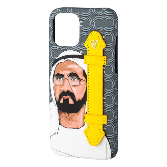 Sheikh Mohamed Bin Rashid Gry wt Croc Yel Holder 12 Pro Max - Caliente Mobile Cover Collection