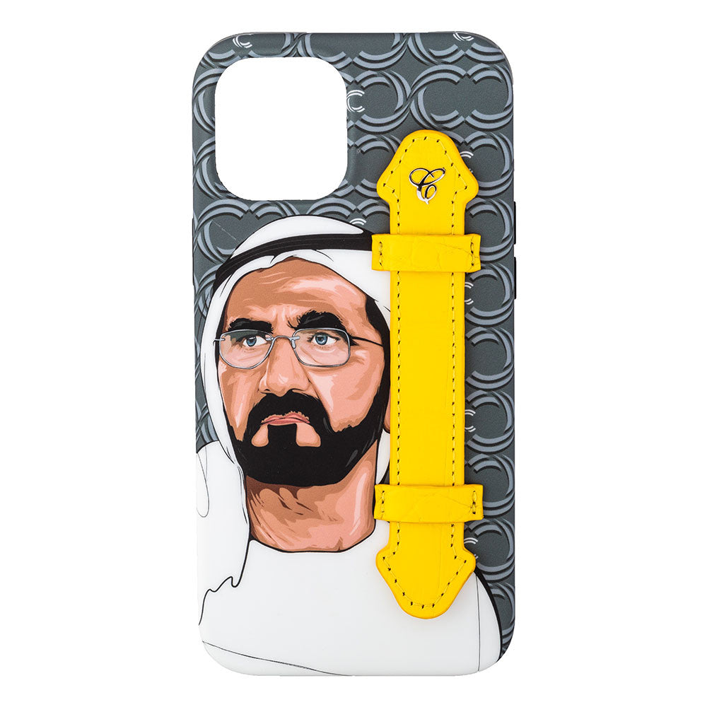 Sheikh Mohamed Bin Rashid Gry wt Croc Yel Holder 12 Pro Max - Caliente Mobile Cover Collection 2