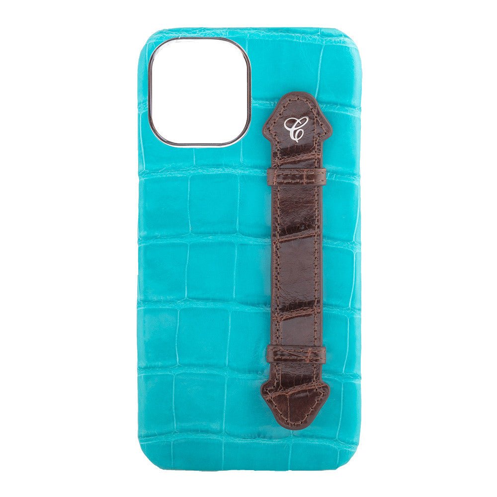 Aqua Blue Croc Side Finger case for 12 Pro - Caliente Mobile Cover Collection - Caliente