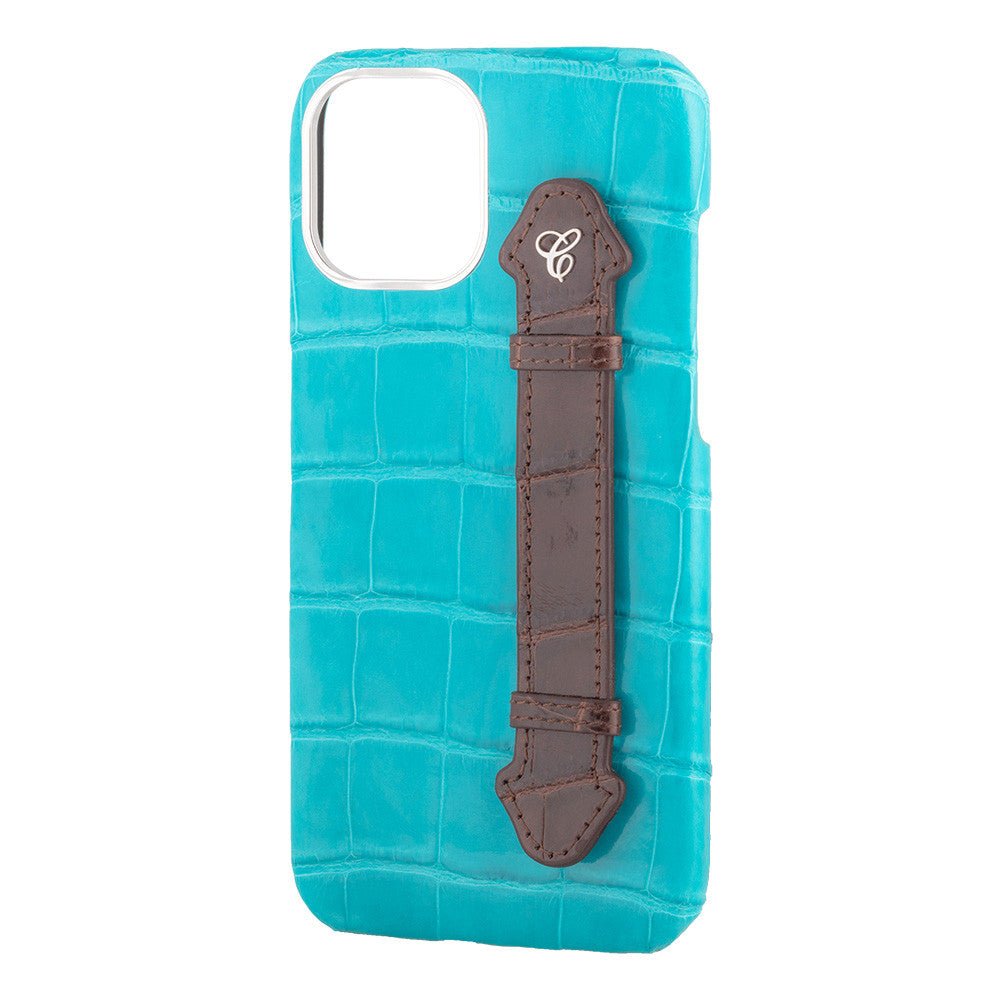 Aqua Blue Croc Side Finger case for 12 Pro - Caliente Mobile Cover Collection - Caliente