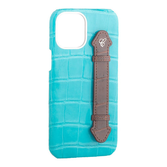 Aqua Blue Croc Side Finger case for 12 Pro - Caliente Mobile Cover Collection - Caliente